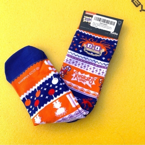 Odd Sox Nickelodeon Rugrats Chuckie Mens Knits Size 8-12 Crew Socks 1 Pair NEW - Picture 3 of 5